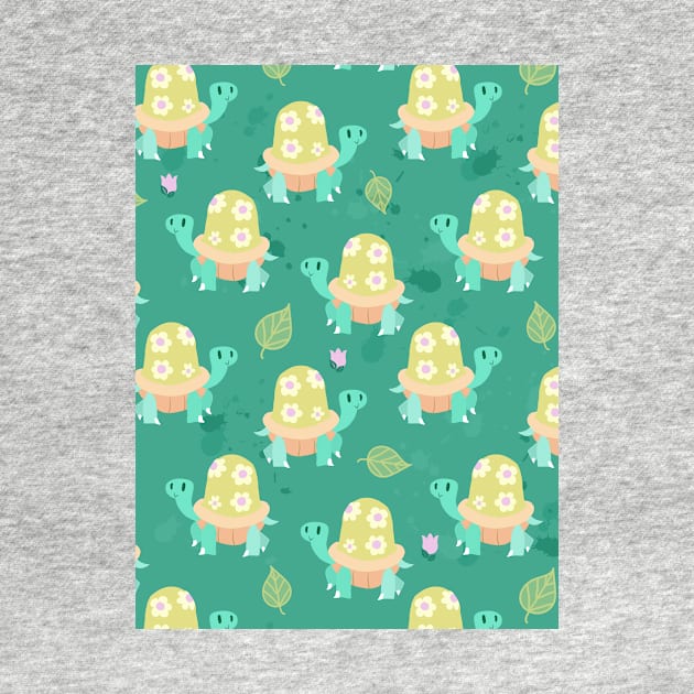 Cute Flowery Turtle Pattern by saradaboru